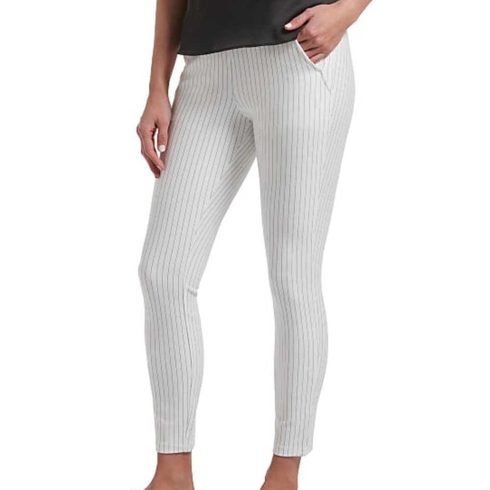 HUE U21272 High Waist Ponte Striped Skimmer  Pants